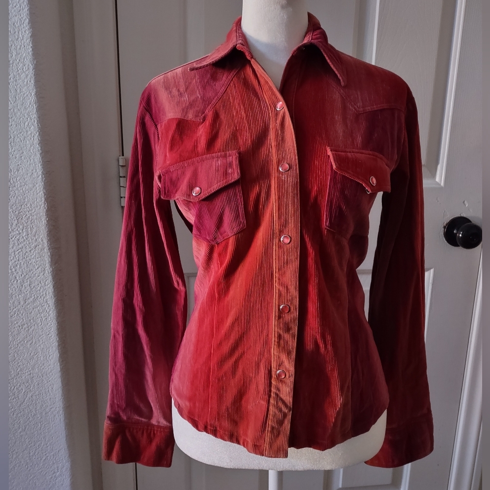90s Corduroy Ombre Snap Front Women's Shirt
